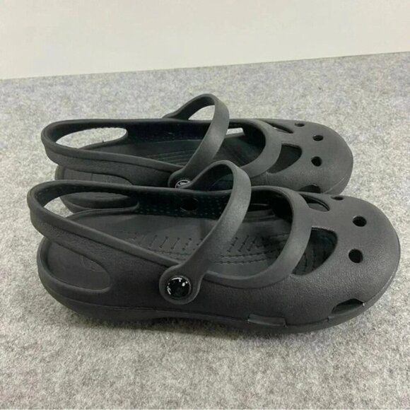 CROCS Shayna Mary Jane Slip On Black Flats Child Size 12 - Picture 4 of 10